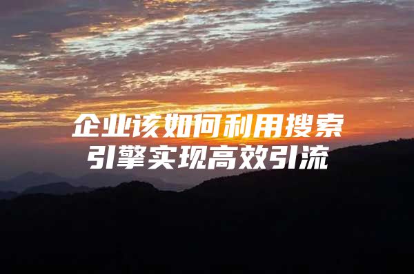 企业该如何利用搜索引擎实现高效引流