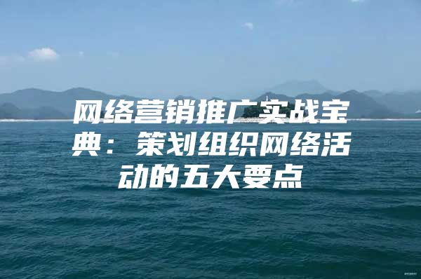 网络营销推广实战宝典：策划组织网络活动的五大要点