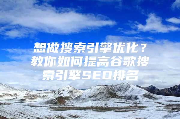 想做搜索引擎优化？教你如何提高谷歌搜索引擎SEO排名