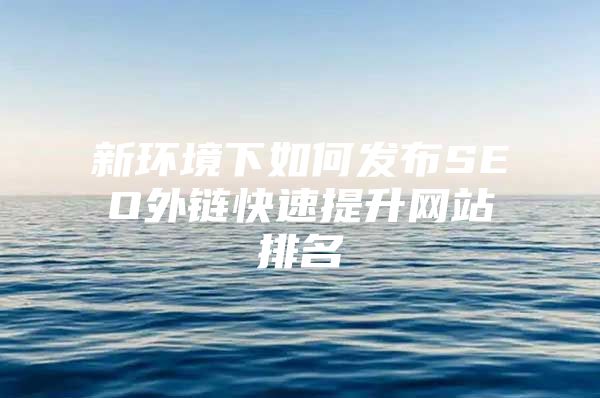 新环境下如何发布SEO外链快速提升网站排名