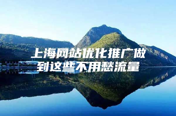 上海网站优化推广做到这些不用愁流量