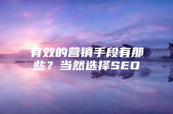 有效的营销手段有那些？当然选择SEO