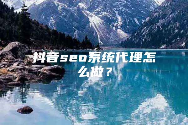 抖音seo系统代理怎么做？