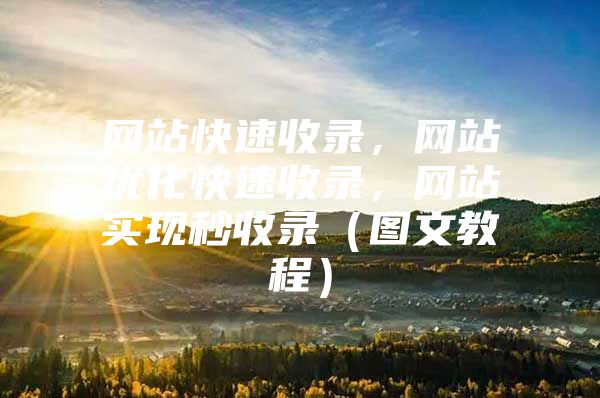 网站快速收录，网站优化快速收录，网站实现秒收录（图文教程）