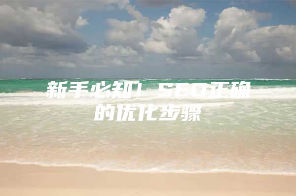 新手必知！SEO正确的优化步骤