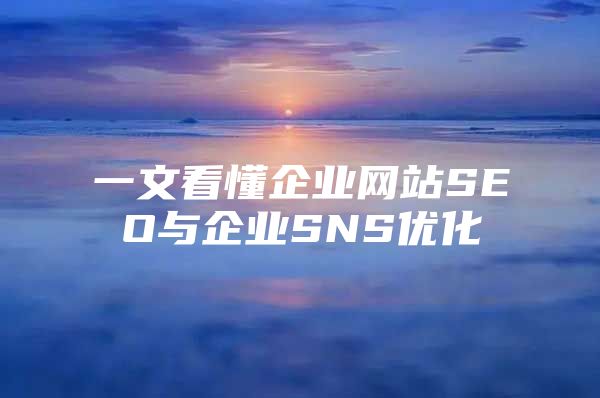 一文看懂企业网站SEO与企业SNS优化
