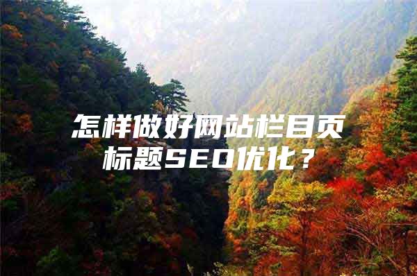 怎样做好网站栏目页标题SEO优化？