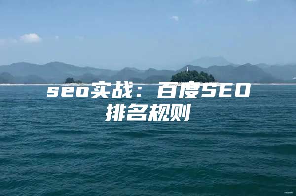 seo实战：百度SEO排名规则