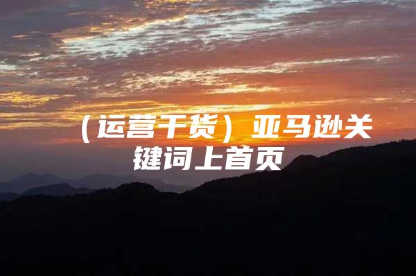 （运营干货）亚马逊关键词上首页
