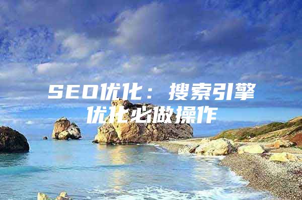 SEO优化：搜索引擎优化必做操作