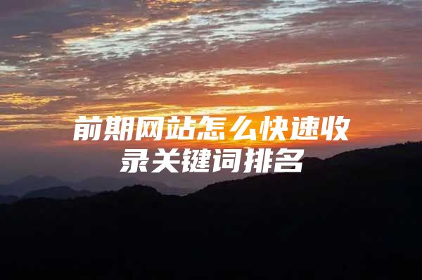 前期网站怎么快速收录关键词排名