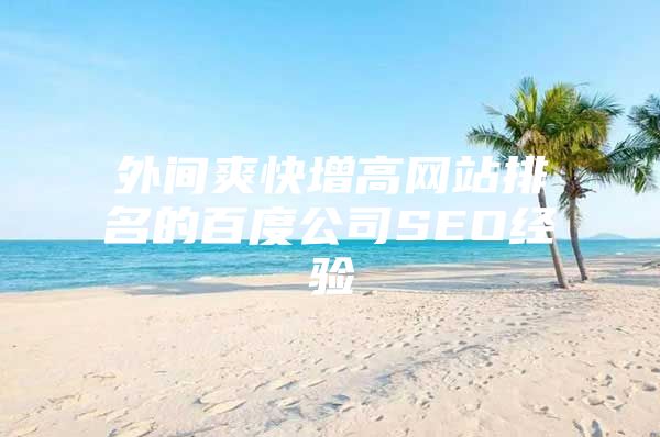 外间爽快增高网站排名的百度公司SEO经验
