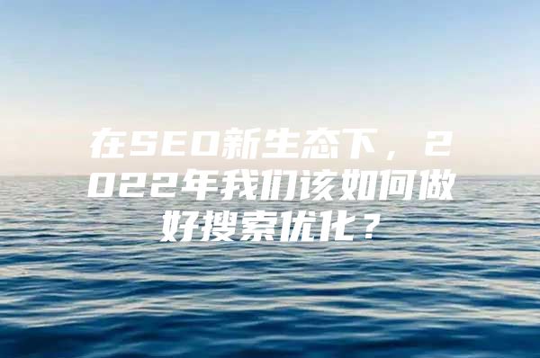 在SEO新生态下，2022年我们该如何做好搜索优化？