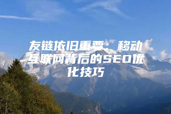 友链依旧重要：移动互联网背后的SEO优化技巧