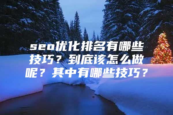 seo优化排名有哪些技巧？到底该怎么做呢？其中有哪些技巧？