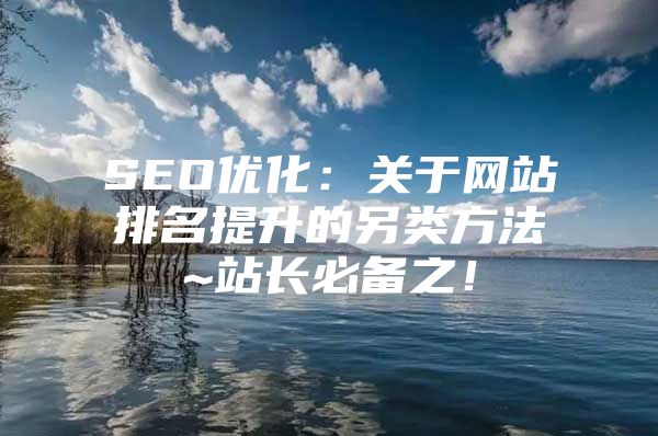 SEO优化：关于网站排名提升的另类方法~站长必备之！