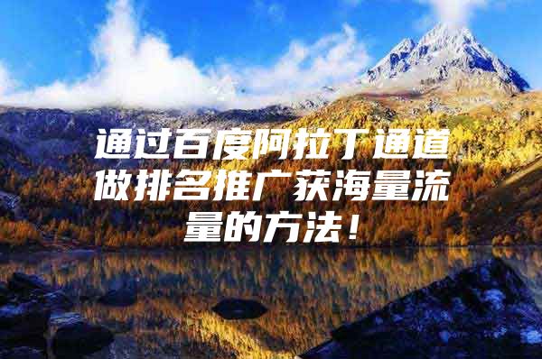 通过百度阿拉丁通道做排名推广获海量流量的方法！