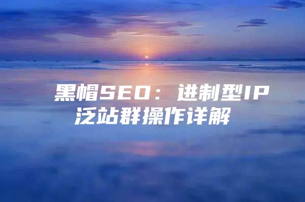 黑帽SEO：进制型IP泛站群操作详解