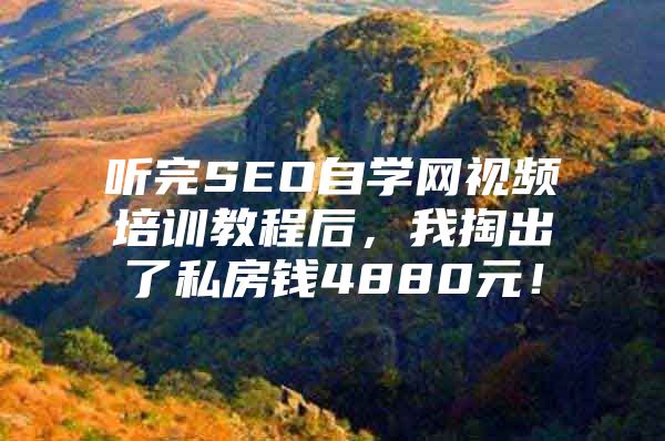 听完SEO自学网视频培训教程后，我掏出了私房钱4880元！