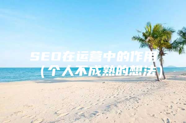SEO在运营中的作用（个人不成熟的想法）