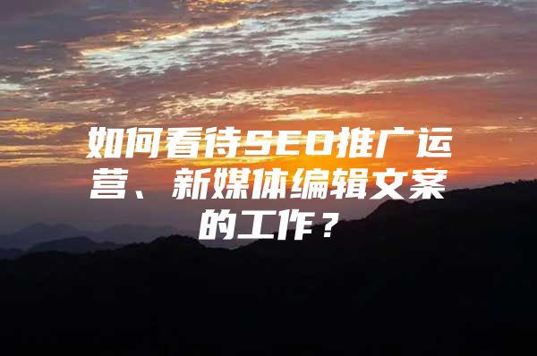 如何看待SEO推广运营、新媒体编辑文案的工作？