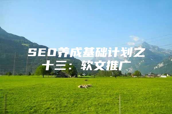 SEO养成基础计划之十三：软文推广