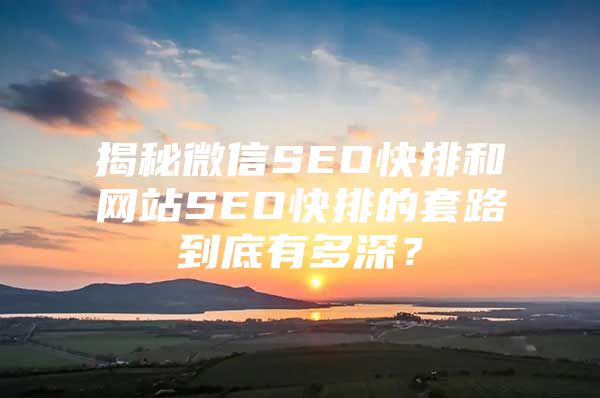 揭秘微信SEO快排和网站SEO快排的套路到底有多深？