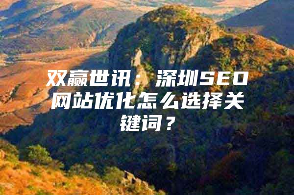 双赢世讯：深圳SEO网站优化怎么选择关键词？