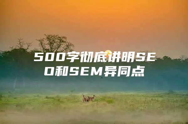 500字彻底讲明SEO和SEM异同点