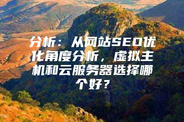 分析：从网站SEO优化角度分析，虚拟主机和云服务器选择哪个好？