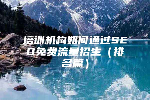 培训机构如何通过SEO免费流量招生（排名篇）