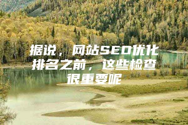据说，网站SEO优化排名之前，这些检查很重要呢
