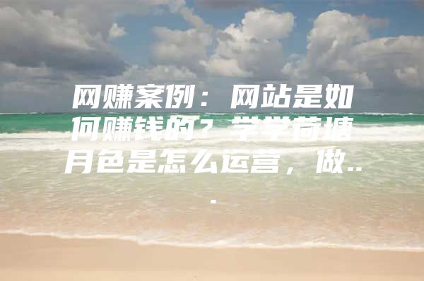 网赚案例：网站是如何赚钱的？学学荷塘月色是怎么运营，做...