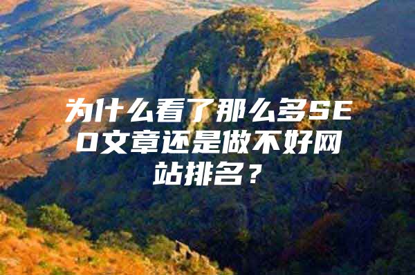 为什么看了那么多SEO文章还是做不好网站排名？