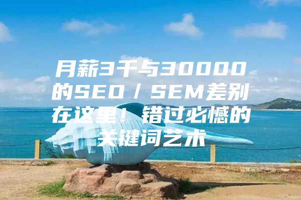 月薪3千与30000的SEO／SEM差别在这里！错过必憾的关键词艺术
