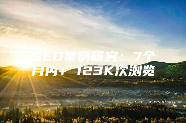 SEO案例研究：7个月内+ 123K次浏览