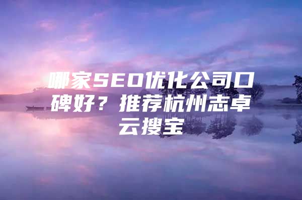 哪家SEO优化公司口碑好？推荐杭州志卓云搜宝
