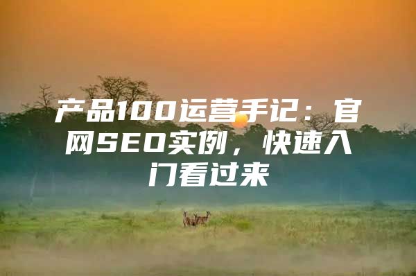 产品100运营手记：官网SEO实例，快速入门看过来
