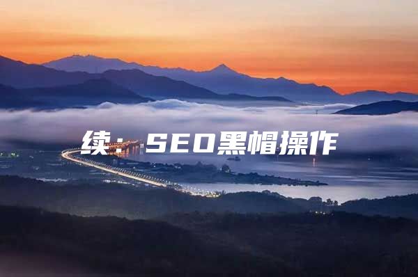 续：SEO黑帽操作