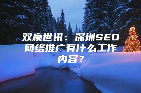 双赢世讯：深圳SEO网络推广有什么工作内容？