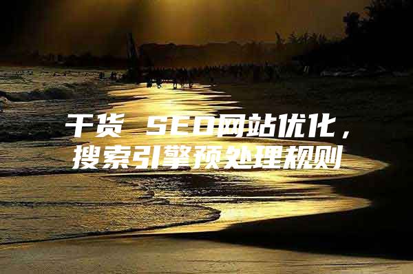 干货 SEO网站优化，搜索引擎预处理规则
