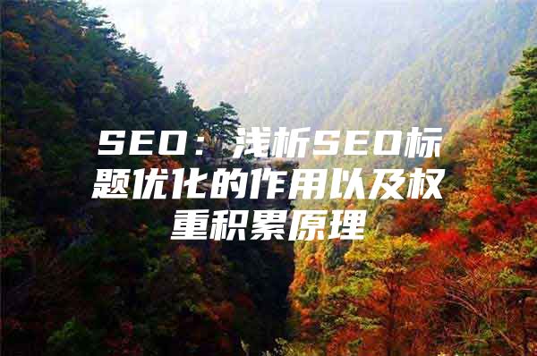 SEO：浅析SEO标题优化的作用以及权重积累原理