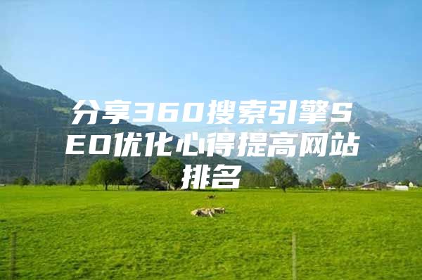 分享360搜索引擎SEO优化心得提高网站排名