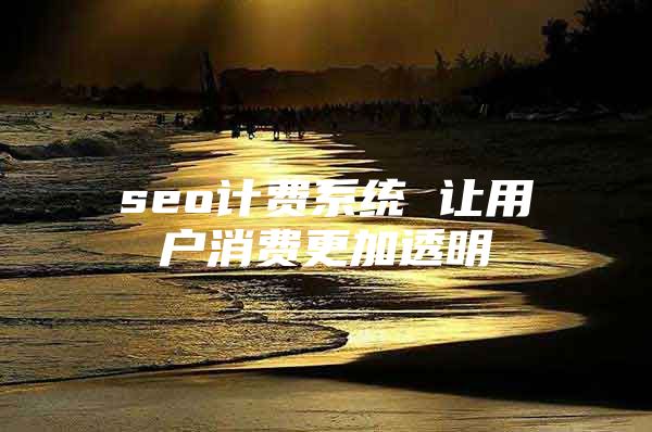 seo计费系统 让用户消费更加透明