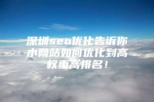 深圳seo优化告诉你小网站如何优化到高权重高排名！