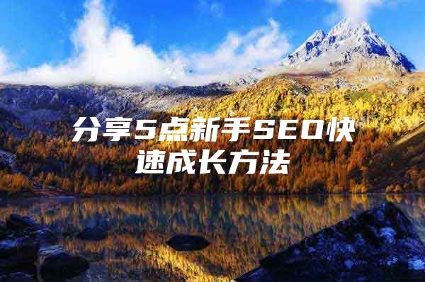 分享5点新手SEO快速成长方法