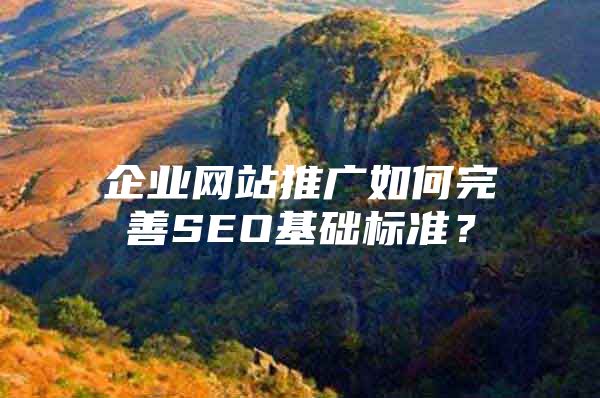 企业网站推广如何完善SEO基础标准？