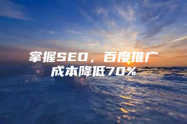 掌握SEO，百度推广成本降低70%
