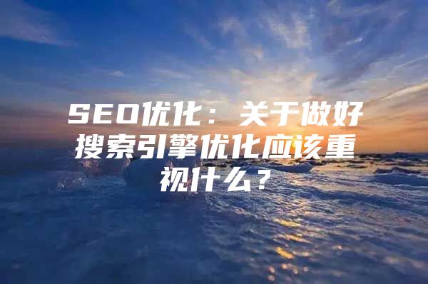 SEO优化:关于做好搜索引擎优化应该重视什么?