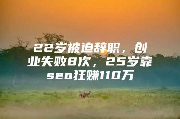 22岁被迫辞职，创业失败8次，25岁靠seo狂赚110万